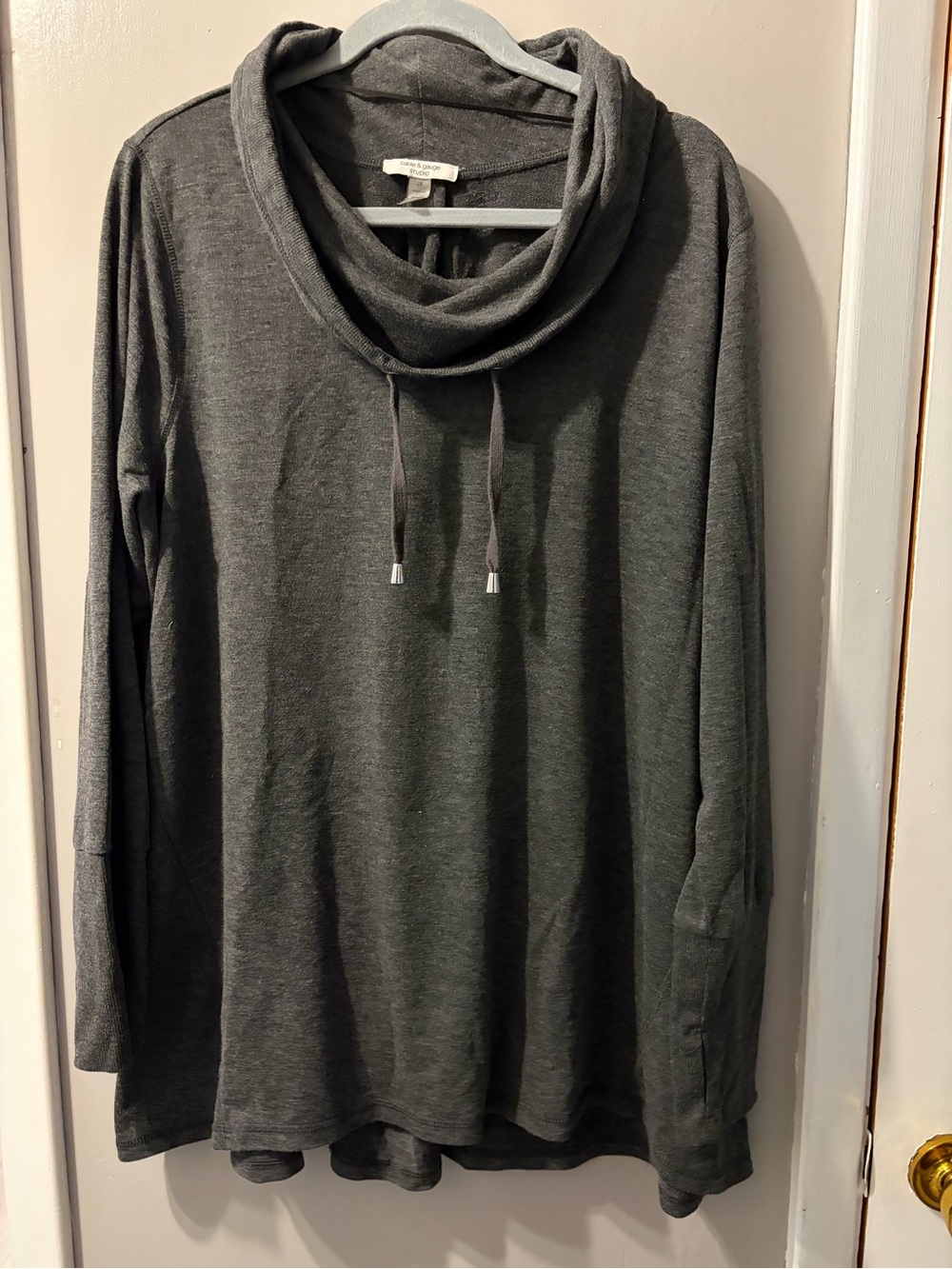 Cable & Gauge Charcoal Cowl Neck Pullover